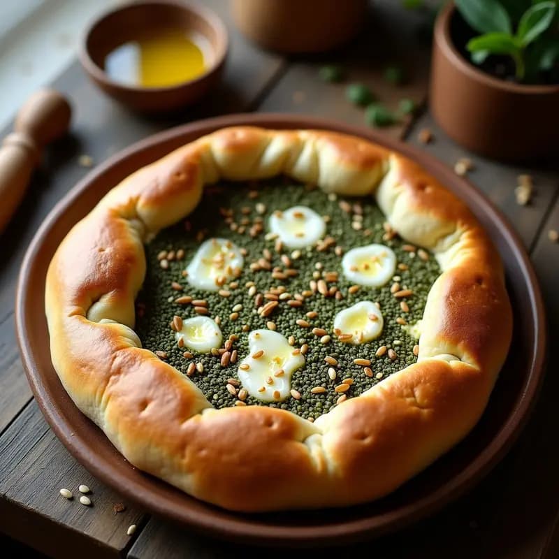 Manakish de Zaatar y Queso Akkawi: Pan Árabe Tradicional Horneado
