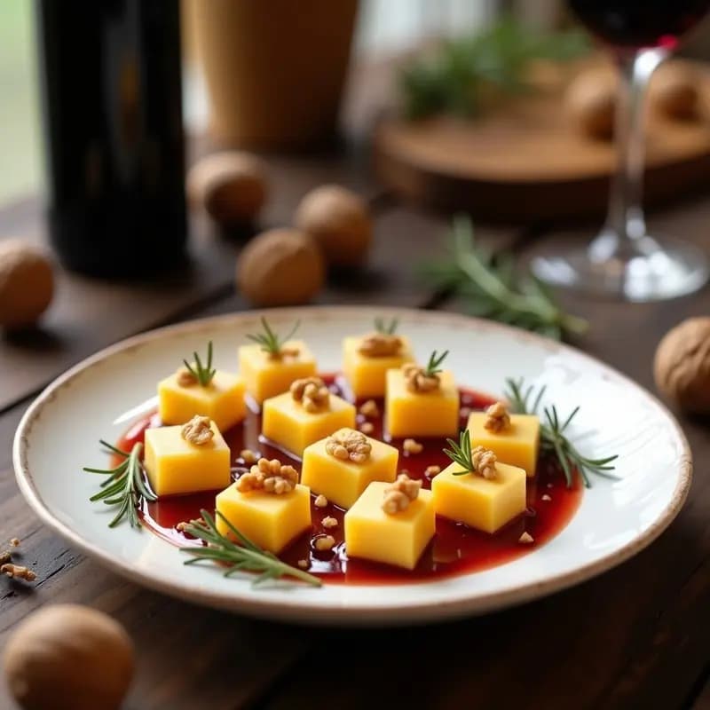 Manchegos al Vino: Queso Manchego Marinado en Vino Tinto y Especias