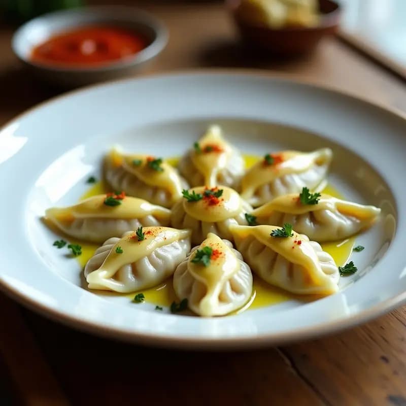 Manti de Calabacín y Anacardos: Dumplings Turcos Veganos al Vapor