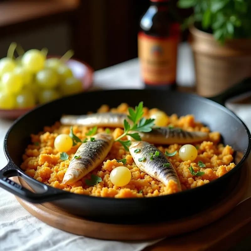 Migas murcianas con uvas y sardinas: Receta de aprovechamiento llena de energía