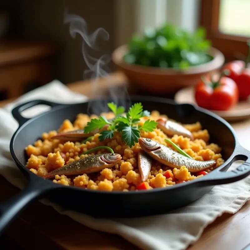 Migas con Sardinas y Pimiento: Desayuno Andaluz Tradicional y Sabroso