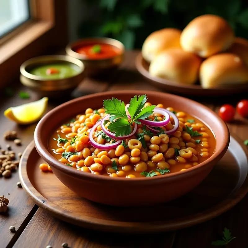 Misal Pav Indio: Ensalada de Lentejas con Pan y Chutneys Dulces y Picantes