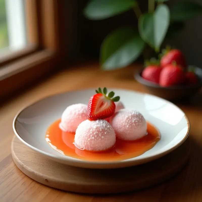 Mochi de Fresa y Coco: Postre Japonés Suave y Pegajoso en 20 Minutos