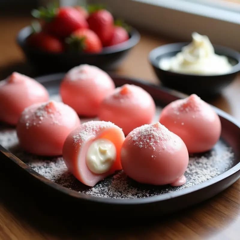 Mochi de Fresa y Queso Mascarpone: Postre Japonés-Italiano en 3 Ingredientes