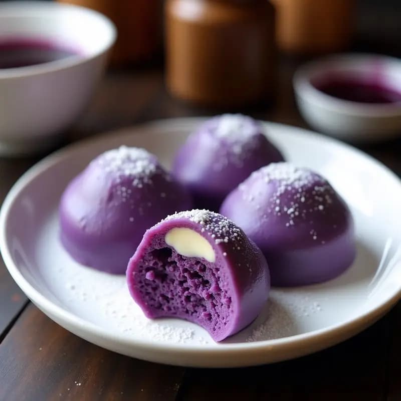 Mochi de Ube y Leche Condensada: Postre Filipina Morada y Dulce