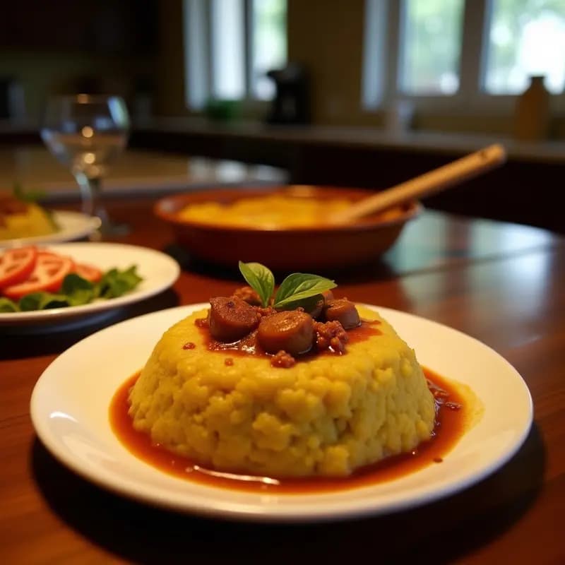 Mofongo de Plátano Verde y Chorizo criollo: Receta Puertorriqueña en Mortero