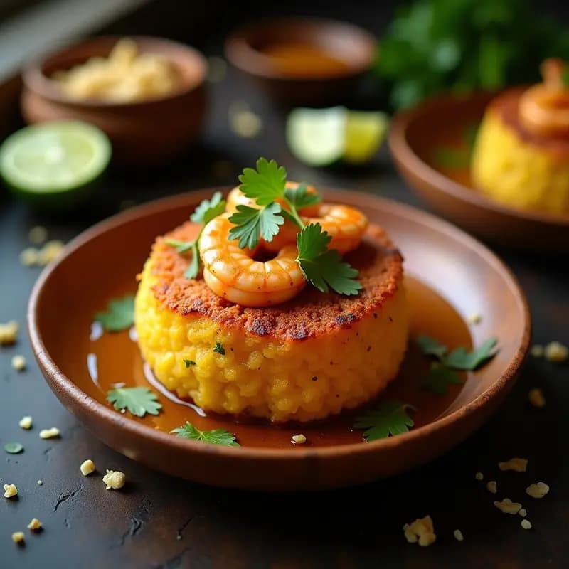 Mofongo de Yautía y Camarones: Receta Puertorriqueña en Mortero con Toque Crujiente