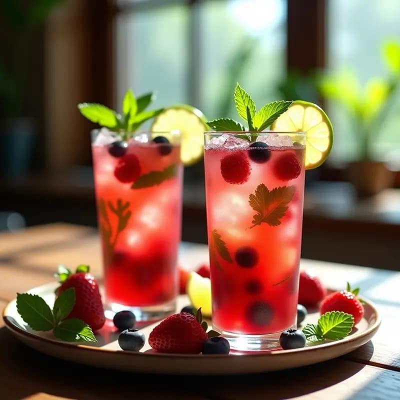 Mojito Cubano con Frutos Rojos y Mentas: Bebida Refrescante y Sin Alcohol
