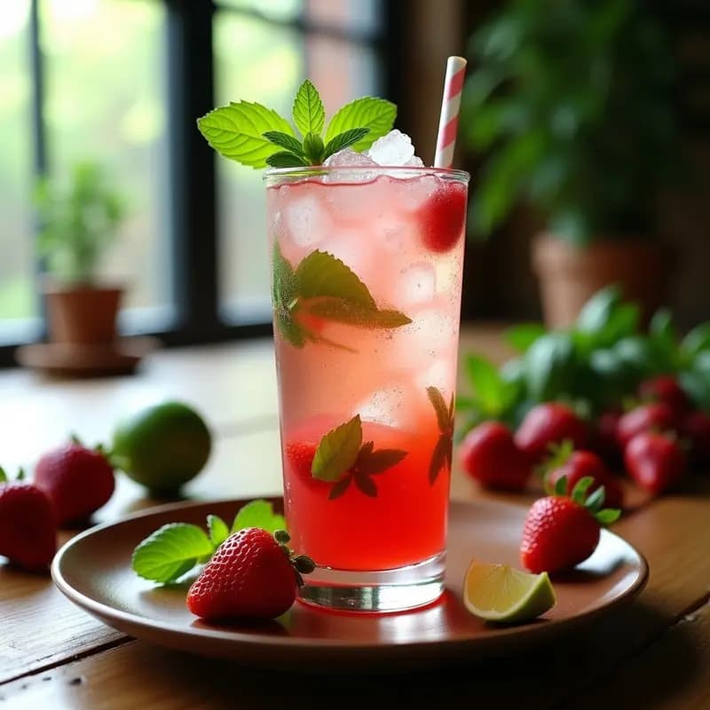 Mojito de Fresas y Albahaca: Bebida Cubana Sin Azúcar con Toque Fresco