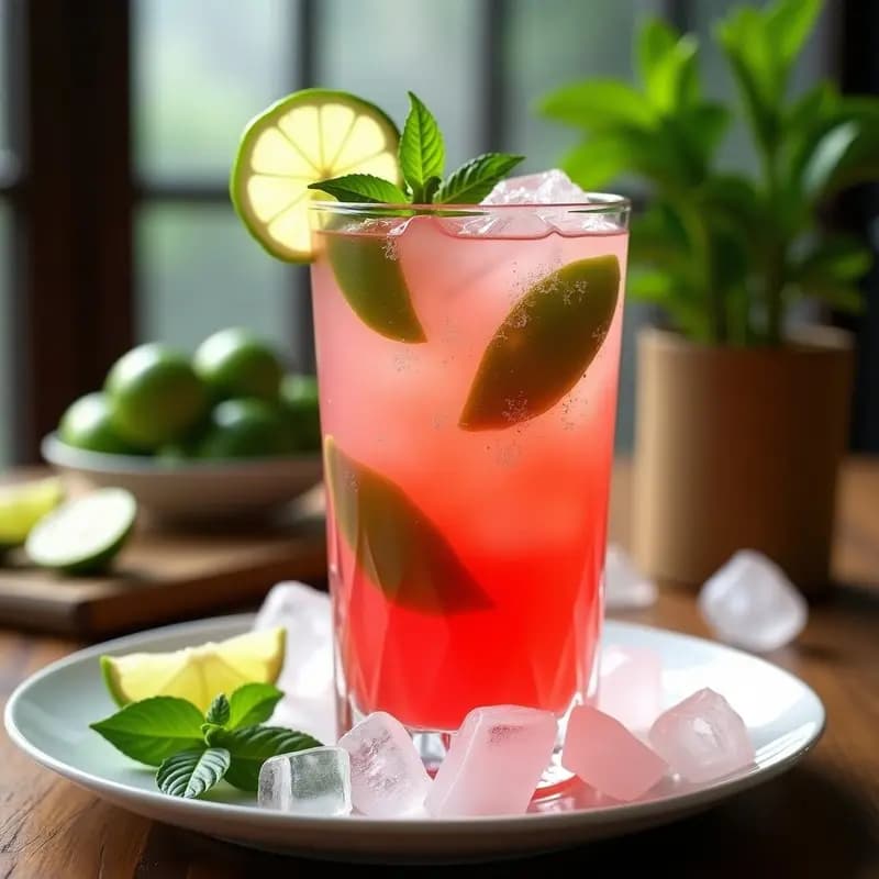 Mojito de Sandía y Albahaca con Limón Verde: Cóctel Sin Alcohol Refreshing y Detox