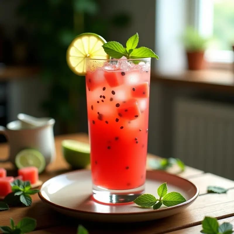 Mojito de Sandía y Menta con Chía: Bebida Cubana Refrescante y Detox