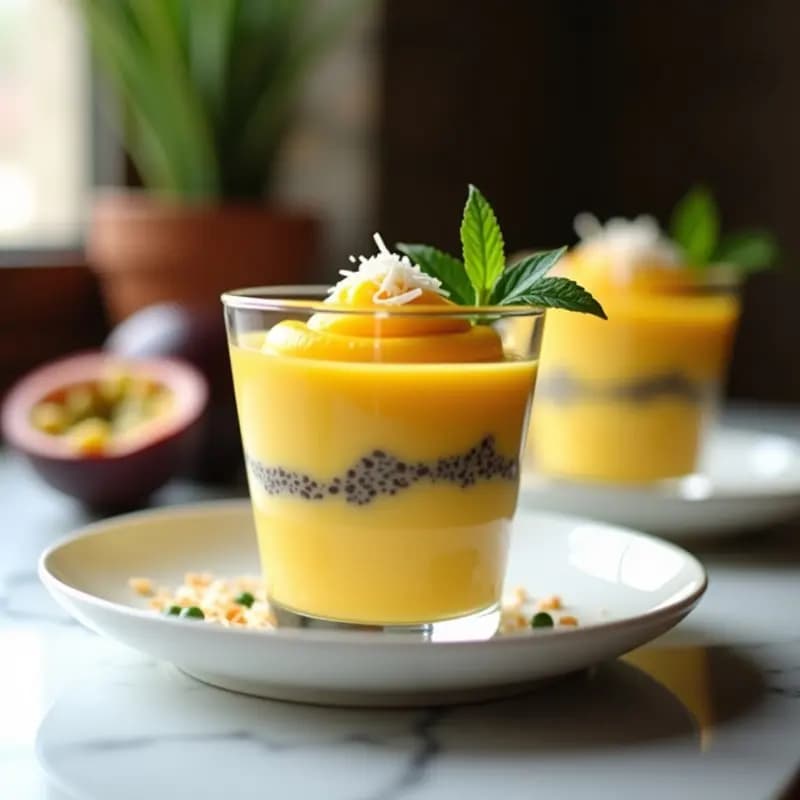 Mousse de Mango y Chía con Salsa de Maracuyá: Postre Brasilero Sin Cocción