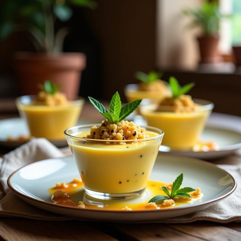 Mousse de Maracuyá y Aquafaba con Crujiente de Quinoa Inflada: Postre Peruano Sin Azúcar
