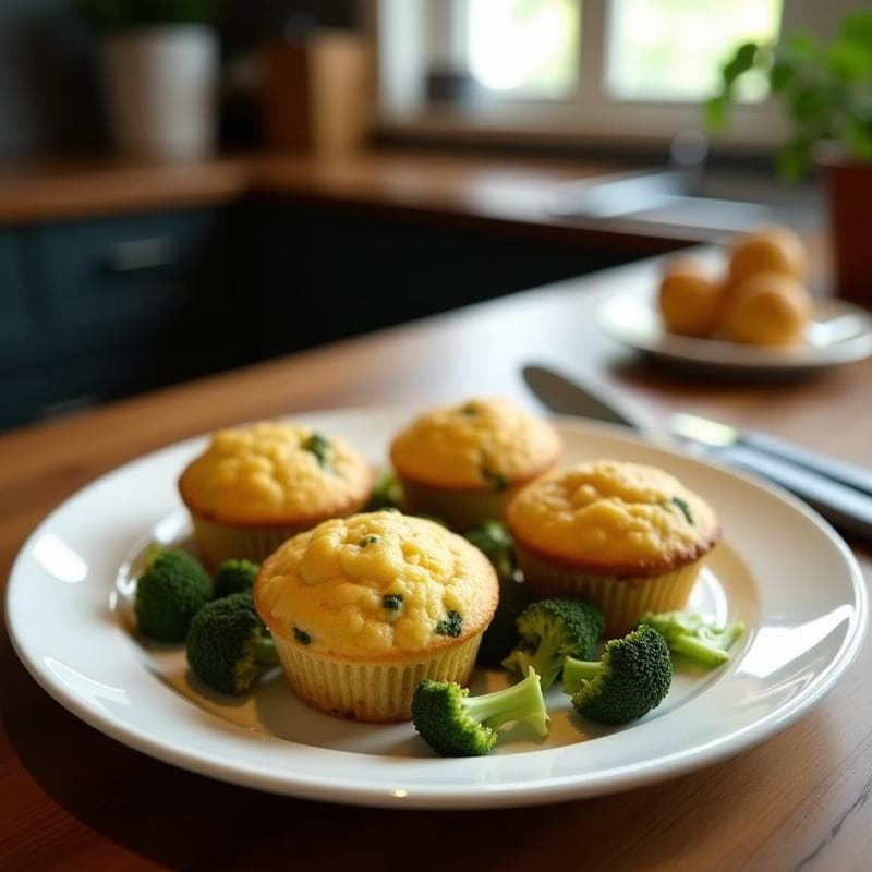 Muffins de Brócoli y Queso de Anacardos: Desayuno Vegano Rico en Calcio y Sin Horno