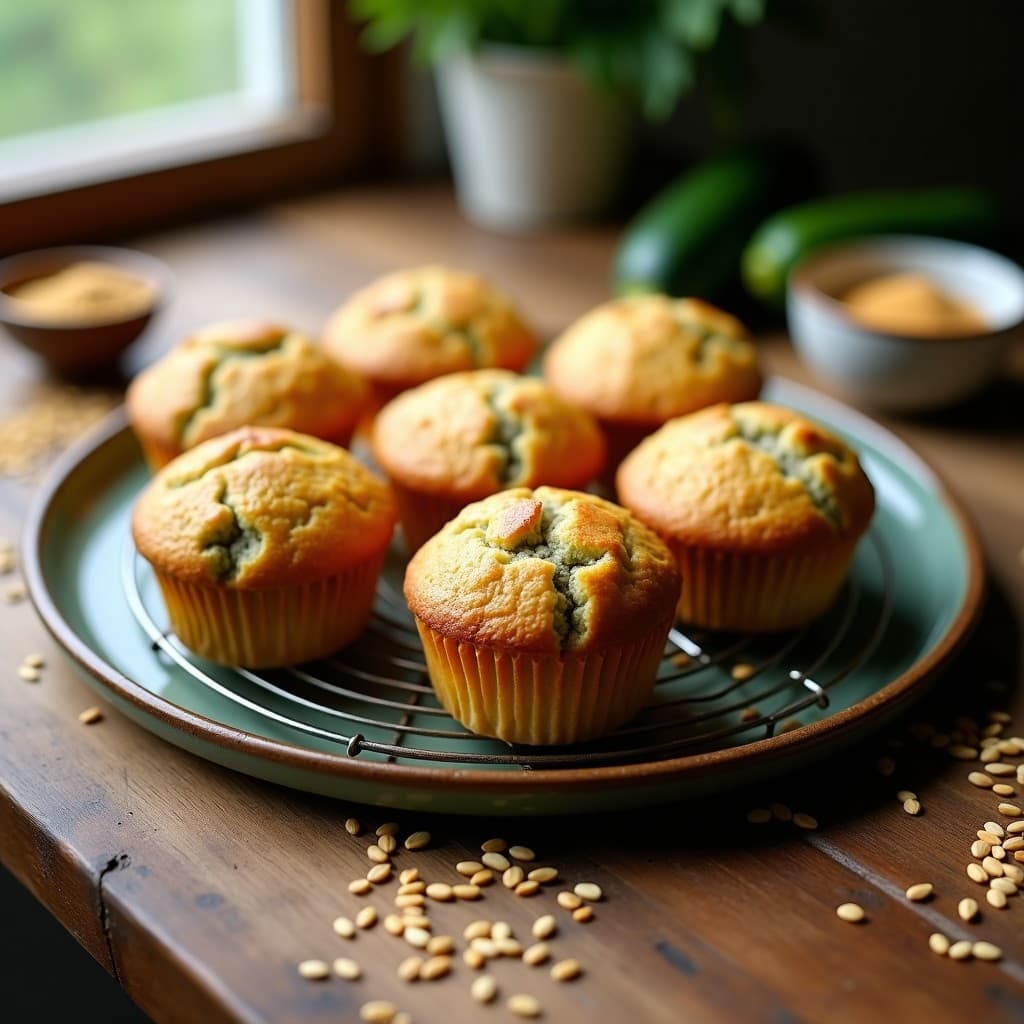 Muffins de Calabacín y Polvo de Hongos Reishi: Desayuno Funcional Keto en 20 Minutos