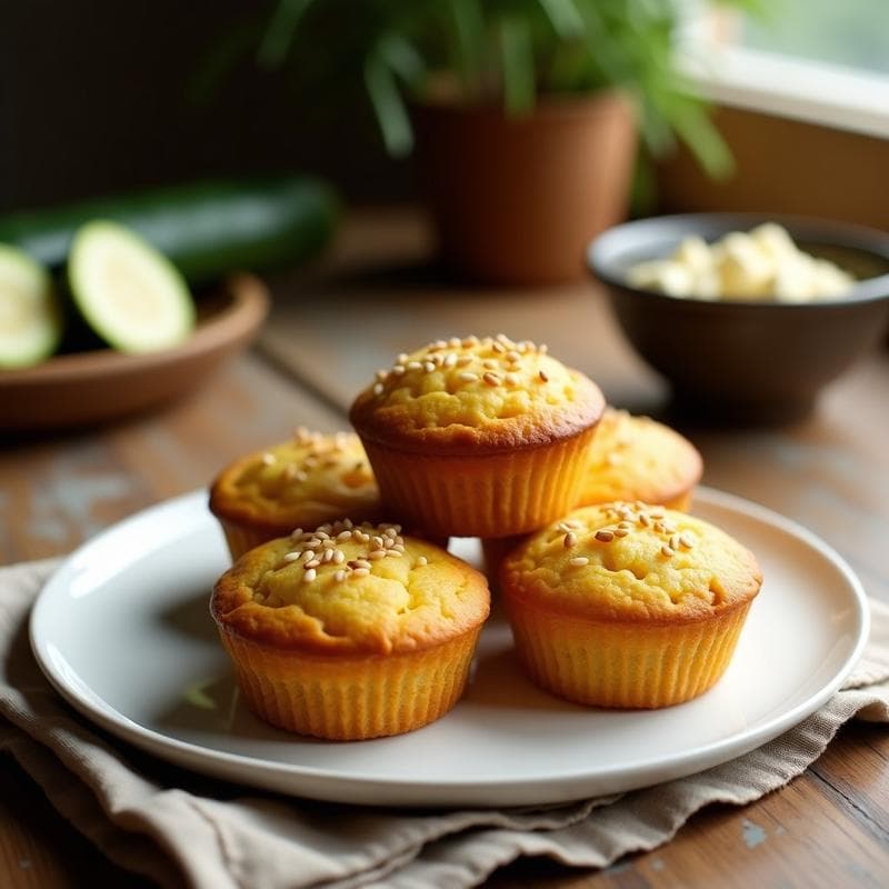 Muffins de Calabacín y Queso de Almendras con Touch de Azafrán: Desayuno Sin Harina