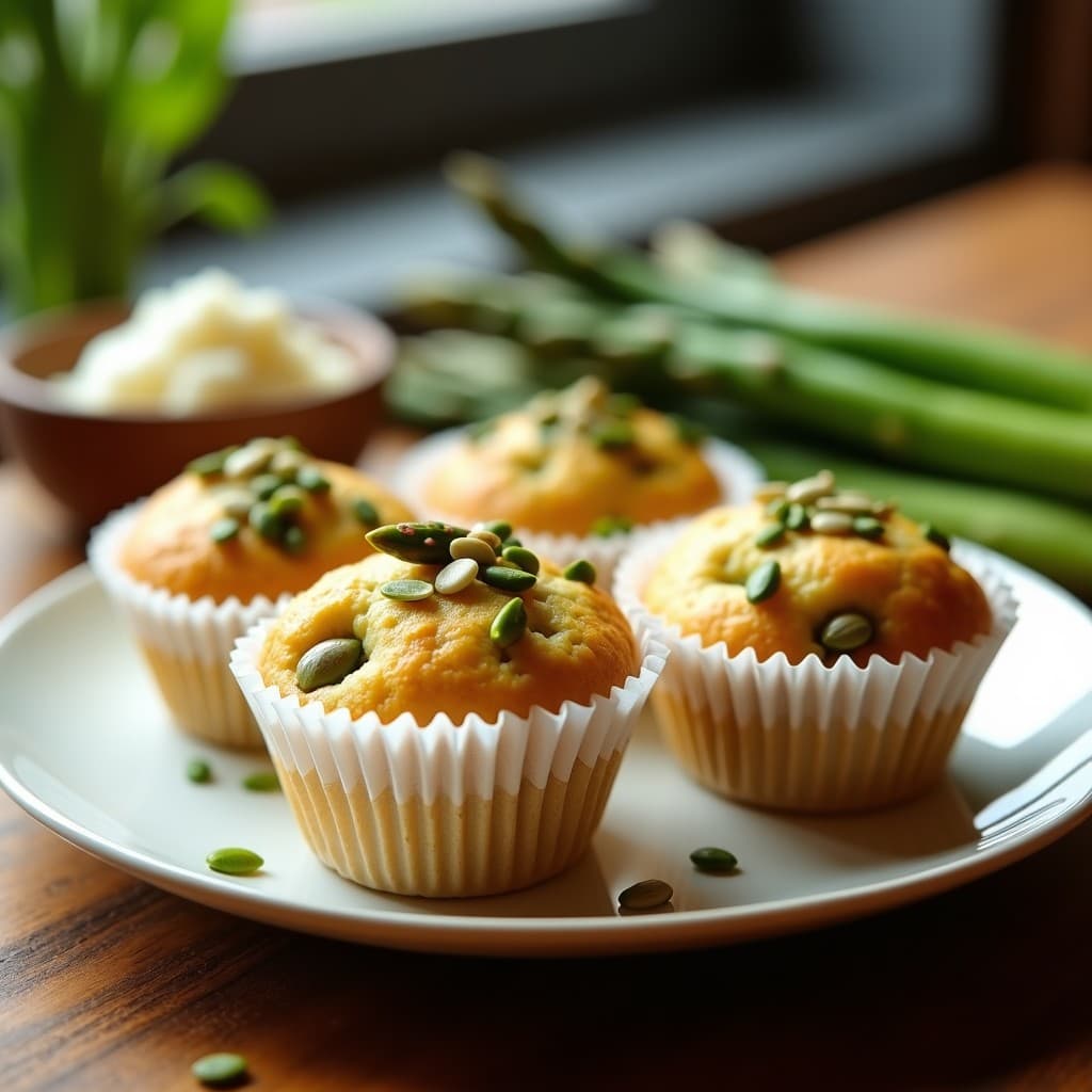 Muffins de Espárragos y Queso de Cáscara de Anacardos: Aperitivo Vegano para Tupper