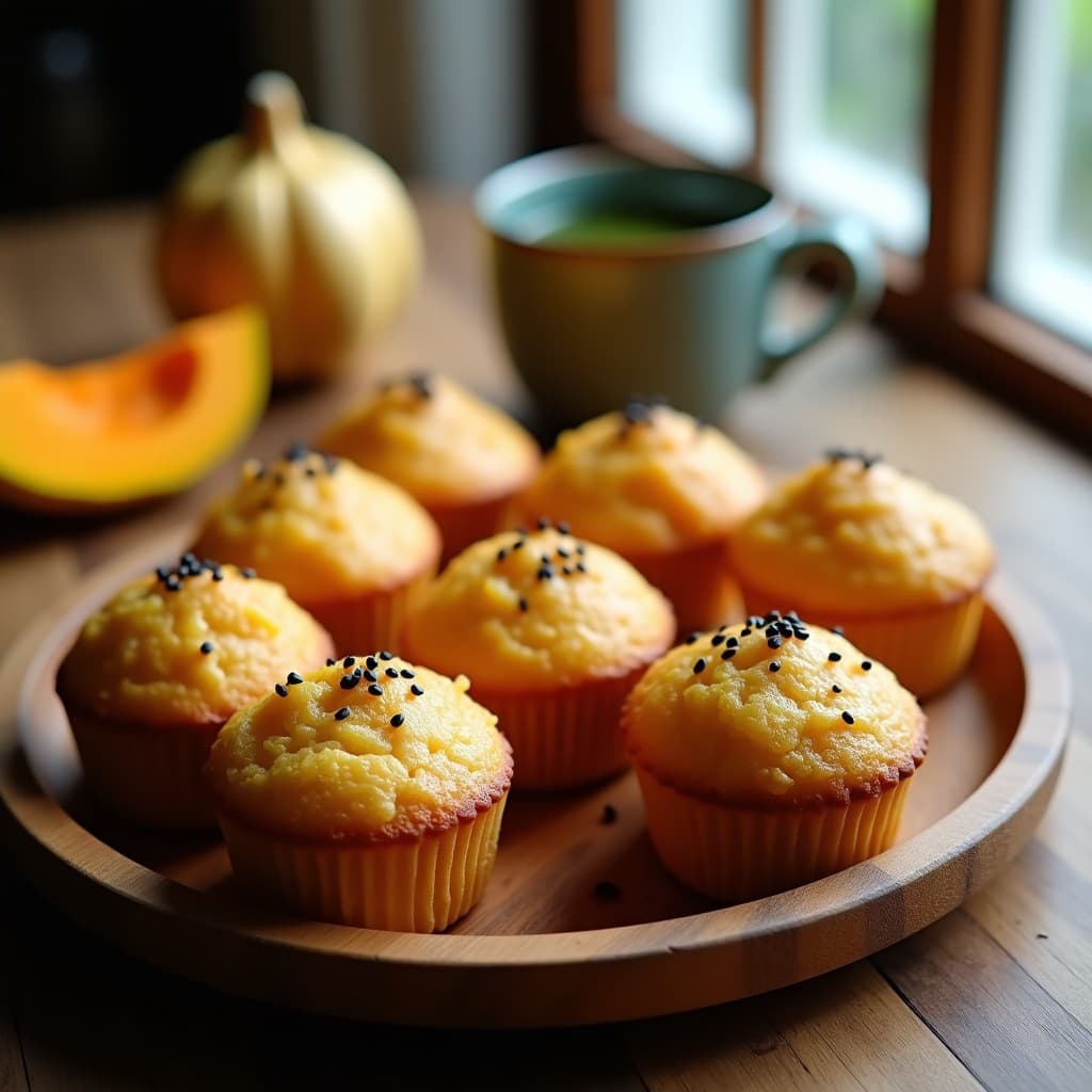 Muffins de Harina de Arroz Integral y Calabaza Kabocha: Desayuno Japonés Sin Gluten
