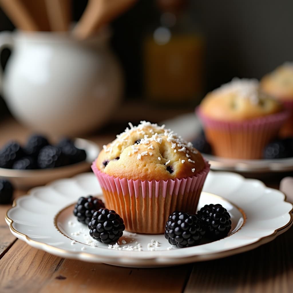 Muffins de Harina de Coco y Zarzamora: Desayuno Sin Gluten y Alto en Antioxidantes