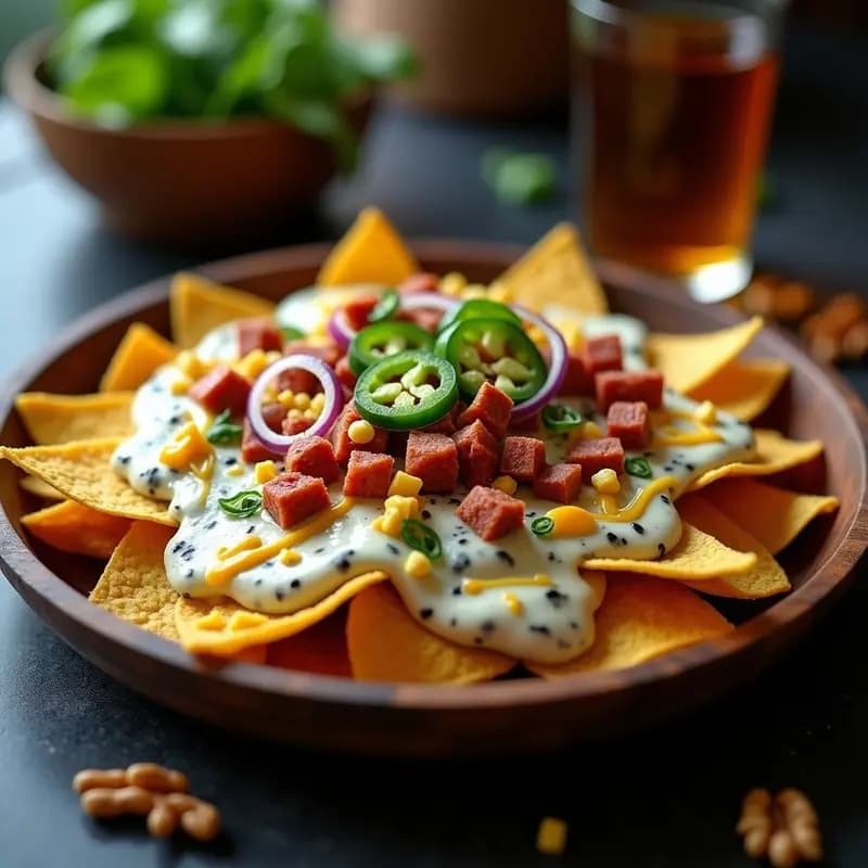 Nachos con Queso Azul y Miel: Combinación Atrevida y Adictiva para Compartir
