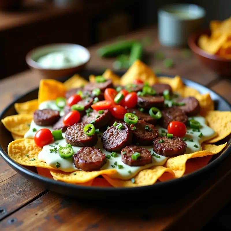 Nachos con Queso Azul Derretido y Trozos de Ribeye: Receta Gourmet de Comida Basura para Eventos