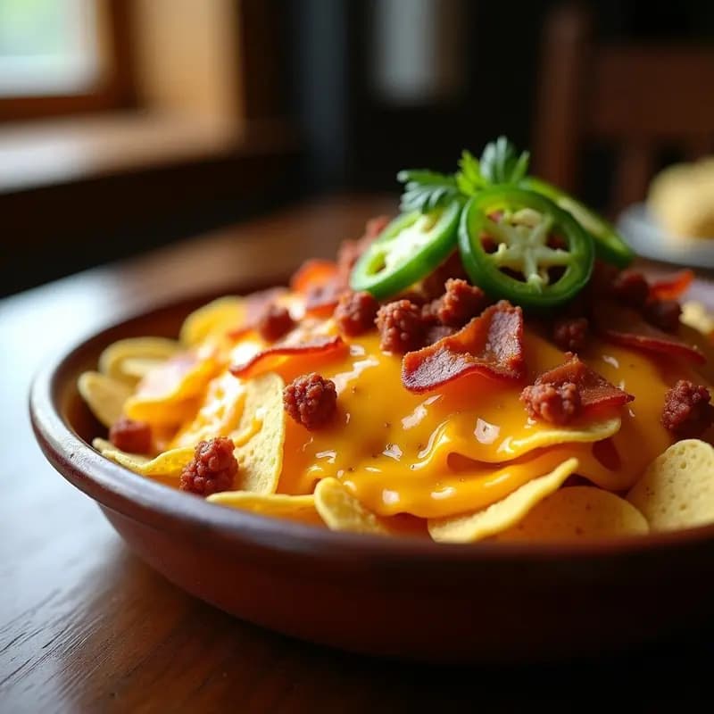 Nachos de Queso con Chorizo, Bacon y Jalapeños: Montaña de Grasas y Picante