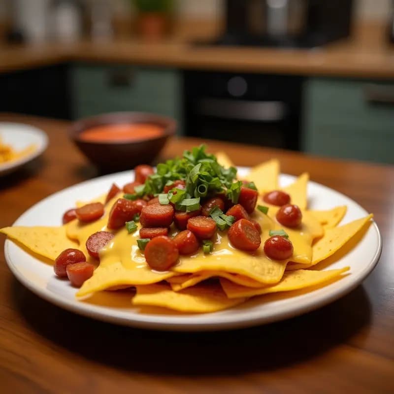 Nachos con Queso Líquido, Chorizo, Jalapeños y Salsa de Queso Azul: Combina lo Mejor de la Cocina Tex-Mex
