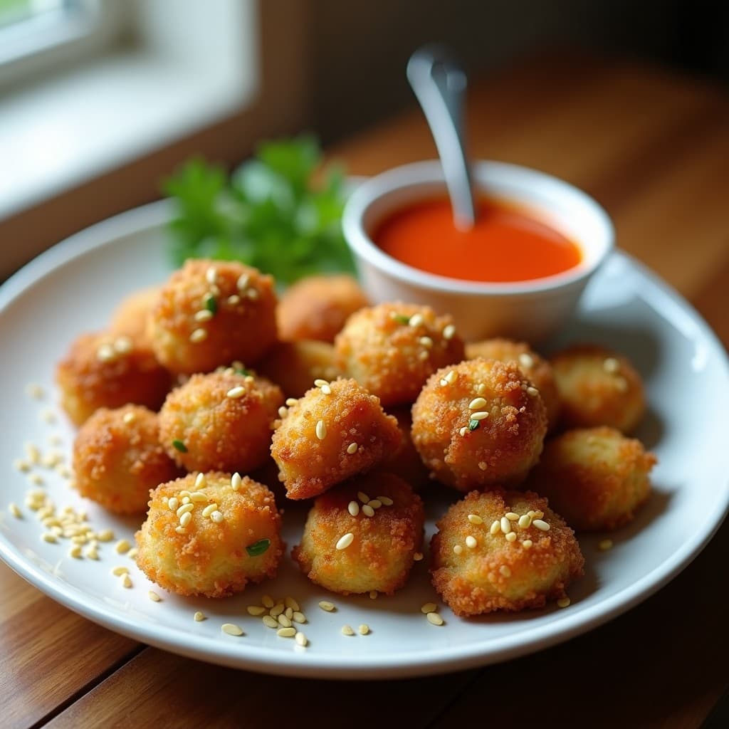 Nuggets de Coles de Bruselas con Salsa de Sriracha y Miel: Receta en Airfryer Vegana y Crujiente