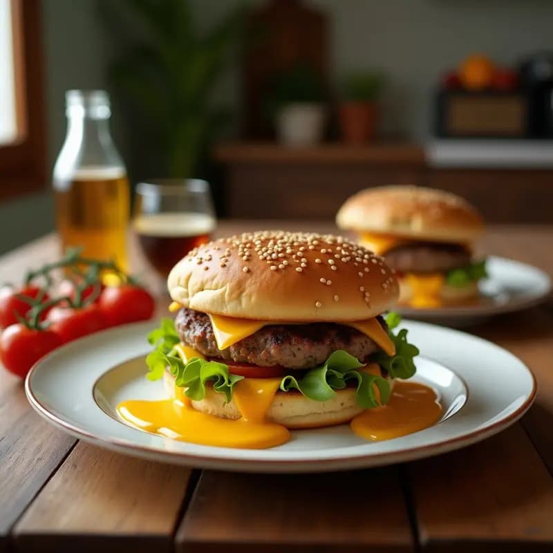 Oklahoma Fried Onion Burger: Hamburguesa Americana con Cebolla Crujiente y Queso Cheddar