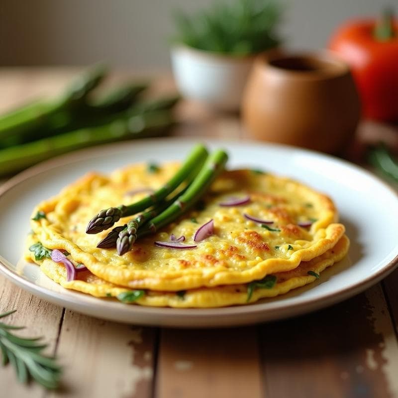 Omelette de Harina de Lentejas con Espárragos: Desayuno Keto Sin Huevo en Thermomix