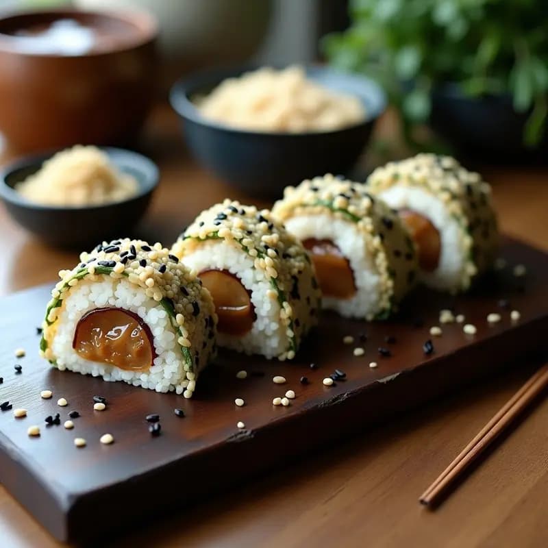Onigiri de Quinoa y Champiñones Shitake: Receta Japonesa Sin Gluten con Relleno Umami en 20 Minutos