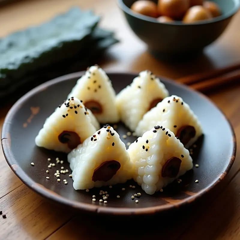 Onigiri Japonés de Champiñones Shimeji y Umeboshi: Receta Vegana y Sin Pescado para Llevar