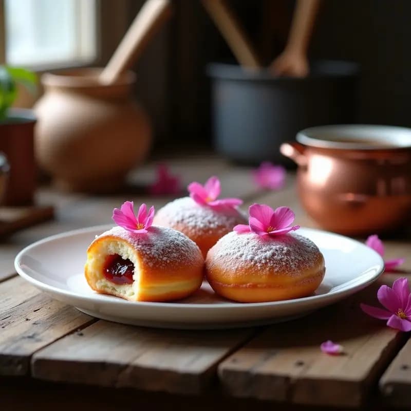 Pączki Polacos Rellenos de Mermelada de Rosa: Donas Dulces Tradicionales