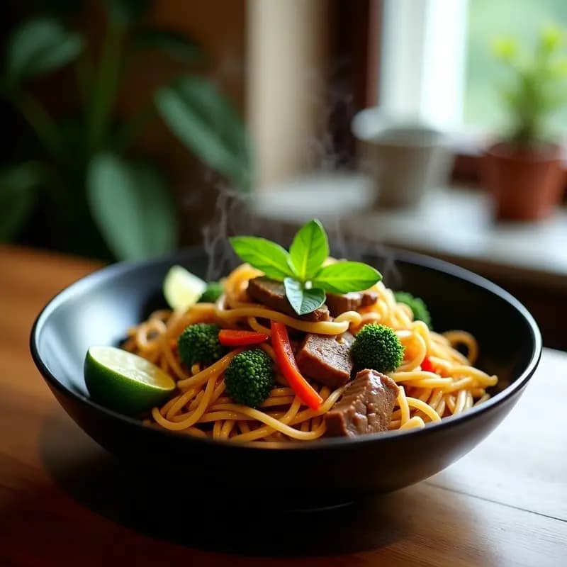 Pad See Ew de Ternera con Fideos de Arroz: Receta Tailandesa Salteada y Sabrosa