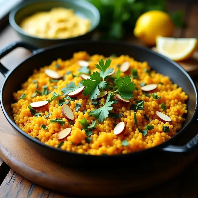 Paella de Algodón de Mar y Azafrán: Receta Española Vegana con Toque de Limón