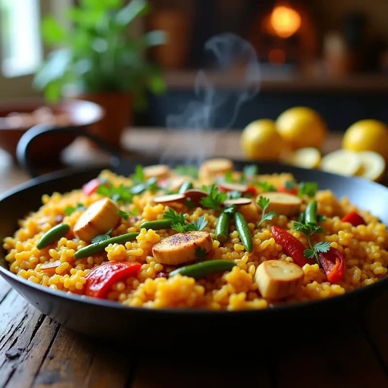 Paella de Jackfruit y Azafrán: Receta Vegana Española con Toque Tradicional en Olla Rápida