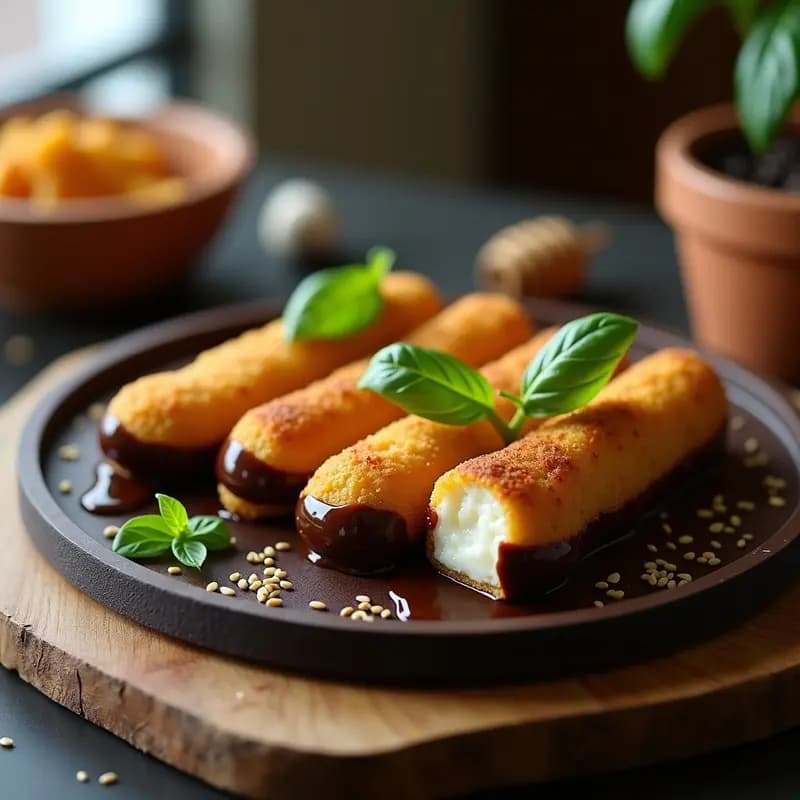 Palitos de Mozzarella y Albahaca con Cobertura de Chocolate 70%: Snack Dulce-Salado Adictivo