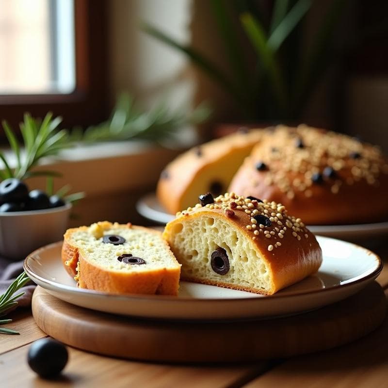 Pan de Aceitunas Negras y Romero: Receta Sin Harina en Olla Express Rápida