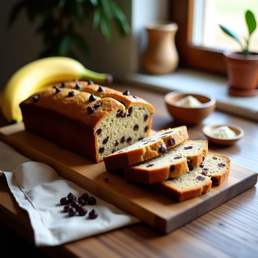 Pan de Banana y Proteína de Guisante con Chips de Chocolate 85%: Desayuno Fitness Sin Harina