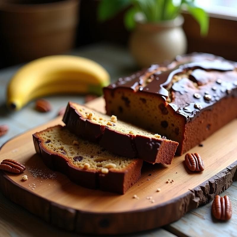 Pan de Plátano y Nueces con Cobertura de Chocolate Negro: Desayuno Keto Sin Azúcar