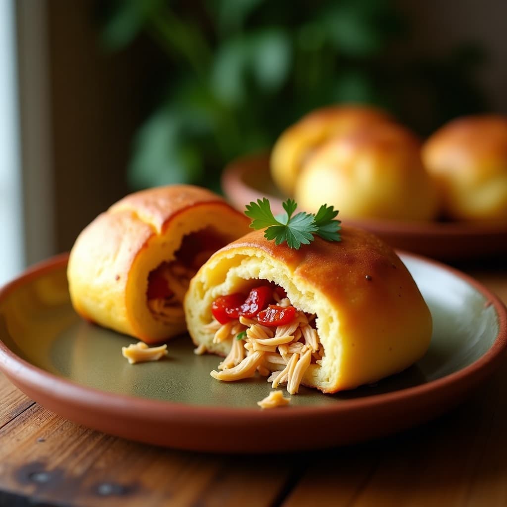 Pan de Yuca Relleno de Pollo Desmenuzado y Piquillos: Receta Colombiana Sin Gluten en 30 Minutos