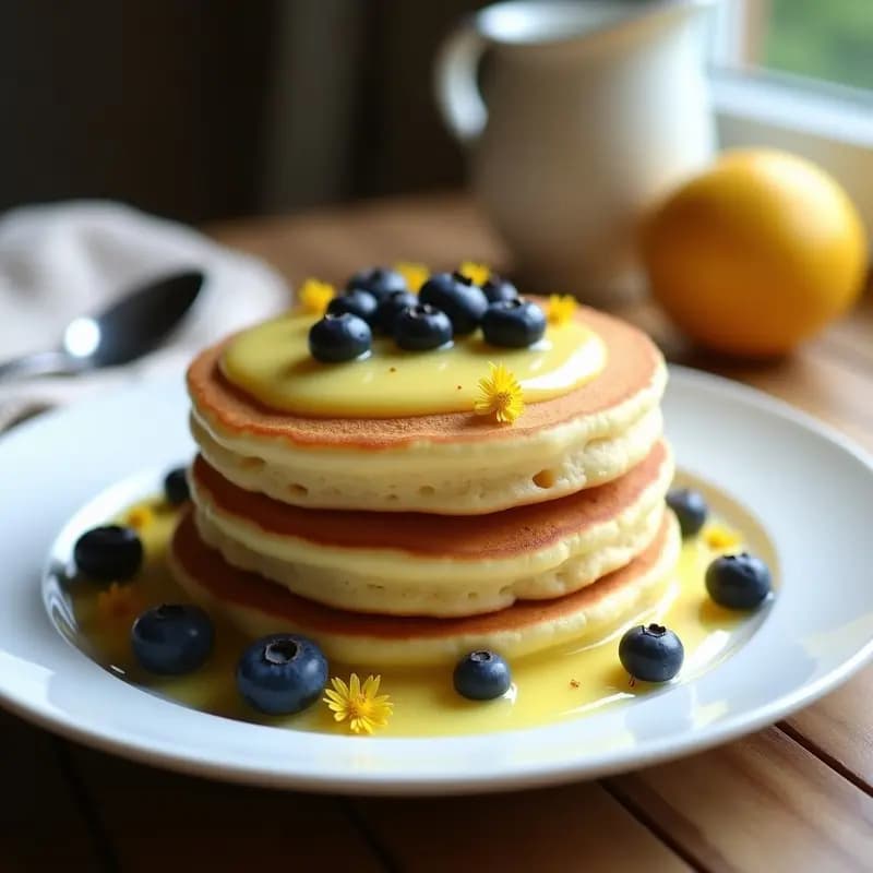 Pancakes Française con Crema de Limón y Arándanos: Desayuno Francés Sin Azúcar