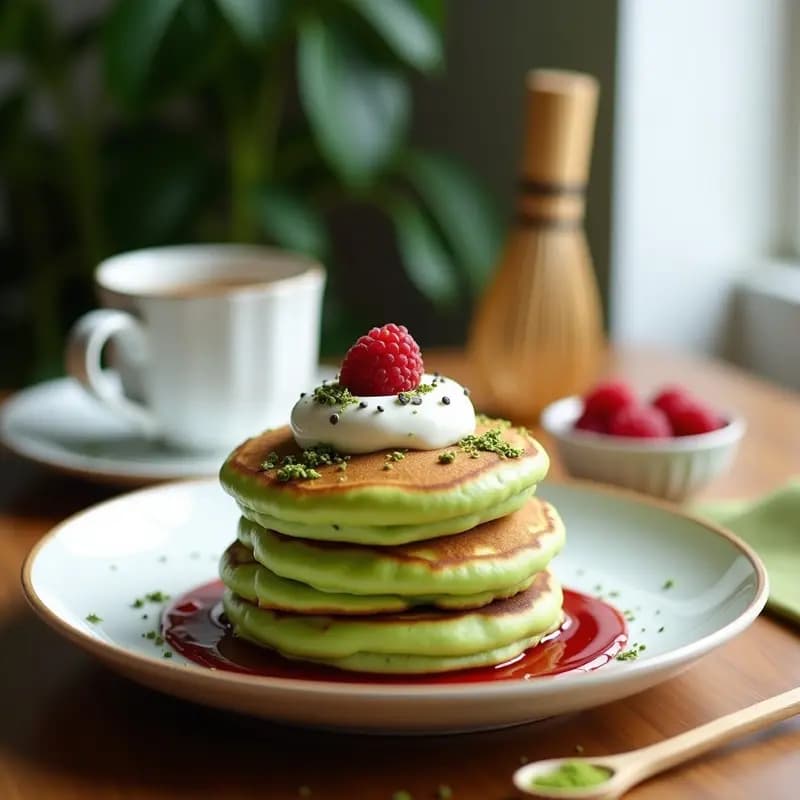 Pancakes Japoneses de Matcha y Harina de Arroz: Desayuno Keto Sin Lácteos