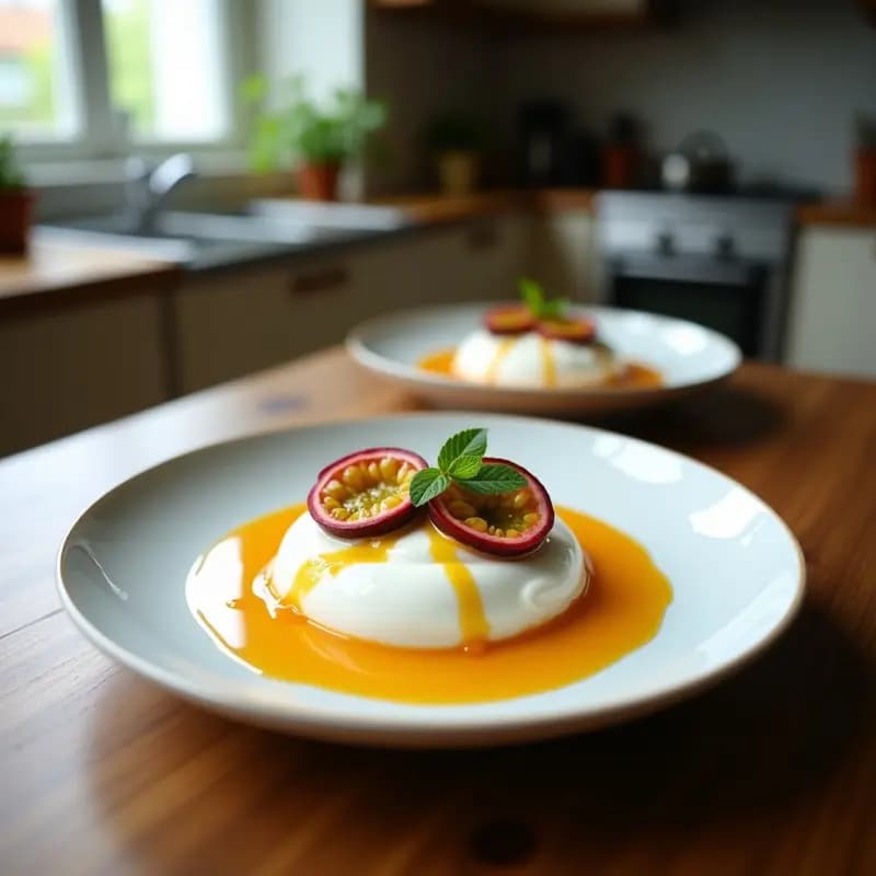 Panna Cotta de Maracuyá y Yogur Griego: Postre Brasileño-Italiano Sin Horno