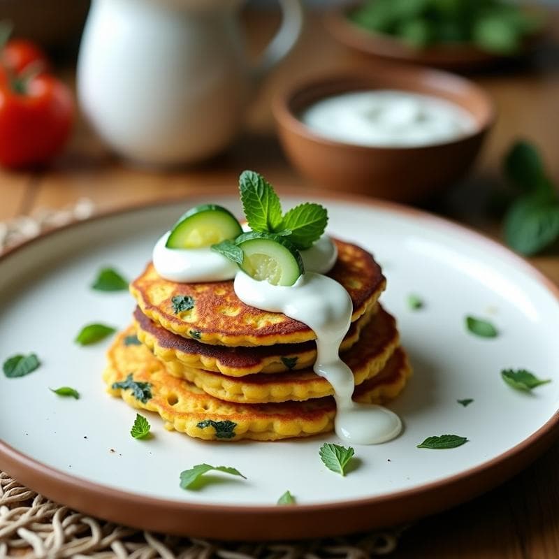 Panqueques de Harina de Garbanzo y Cúrcuma con Salsa de Yogur Griego: Desayuno Indio Keto