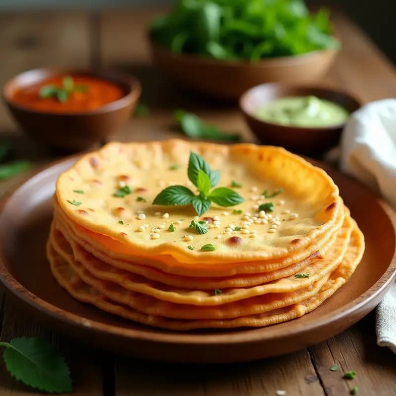 Papadum de Lentejas con Especias y Hierbas: Snack Indio Crujiente Sin Freír