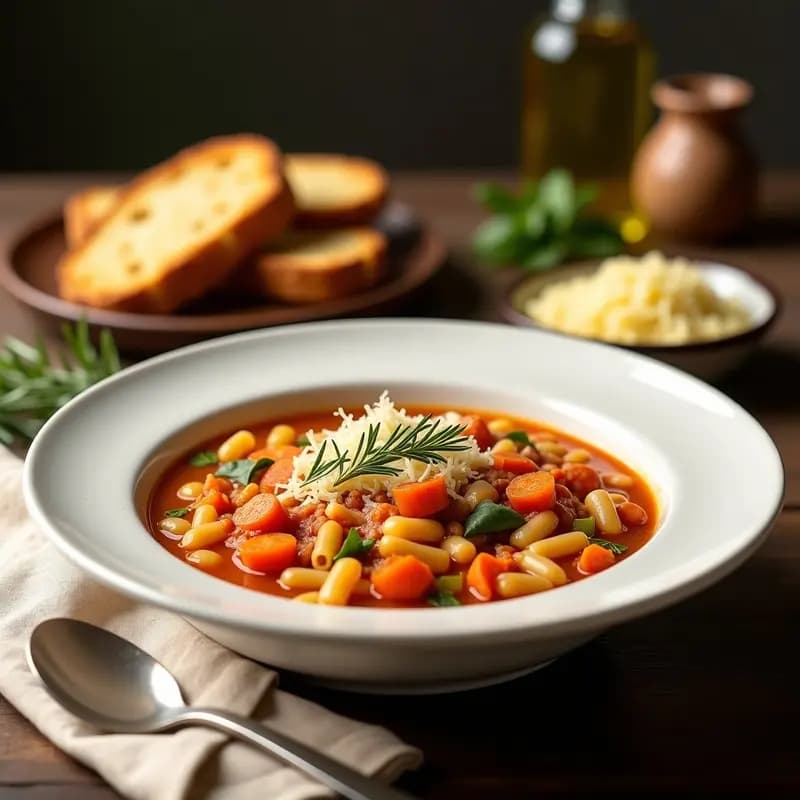 Pasta e Fagioli con Pan Tostado de Ajo: Receta Italiana Clásica en Olla Rápida y Económica
