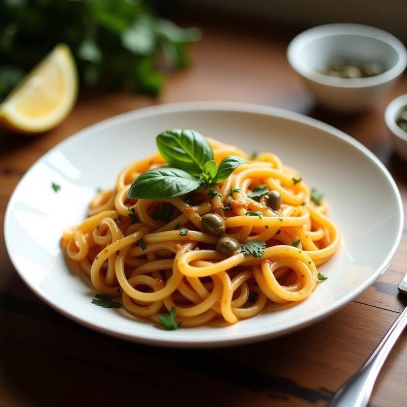 Pasta de Konjac con Salsa de Anchoas y Alcaparras: Receta Keto en 10 Minutos sin Carbohidratos