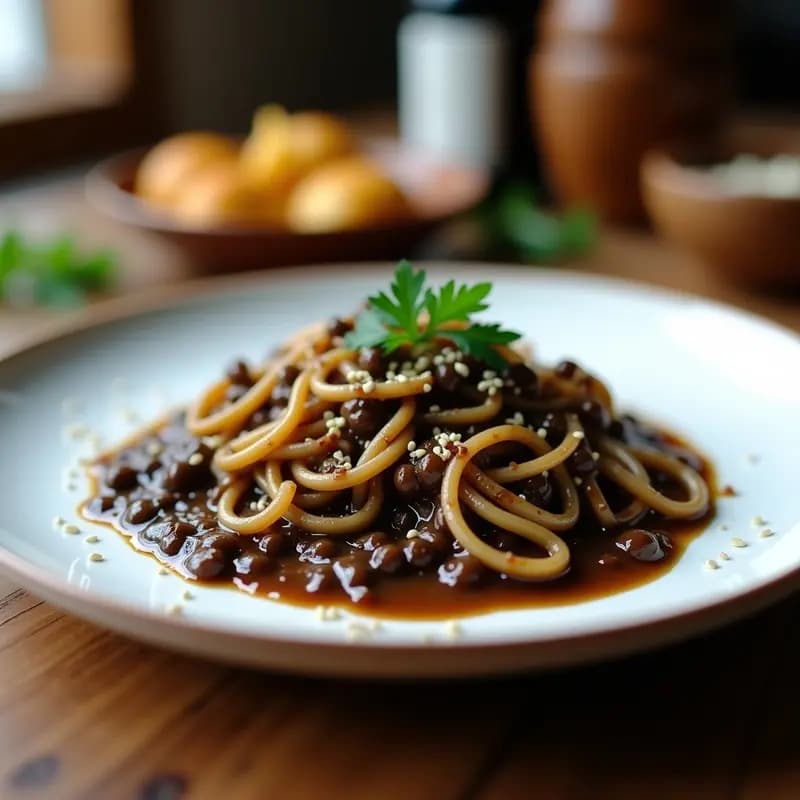 Pasta de Lentejas Negras con Salsa de Hongos Shiitake: Receta Sin Gluten en Airfryer