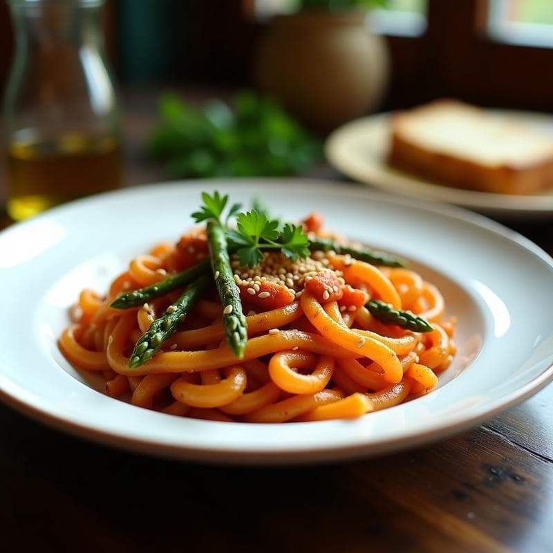 Pasta de Lentejas Rojas con Espárragos: Receta Keto en Airfryer con Toque Crujiente